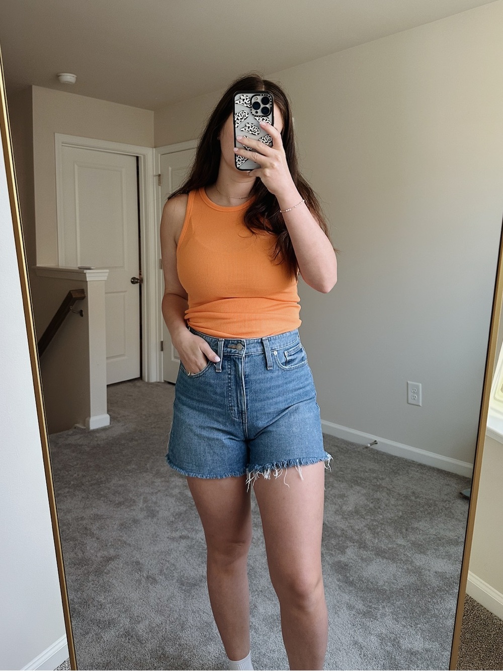 Double Zero Orange Ribbed Tank Top